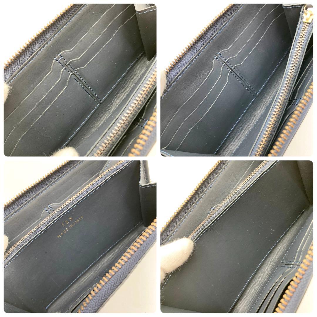 ノブさん✨Felisi 125 長財布 ラウンドジップ 紺色 クロコ型押し