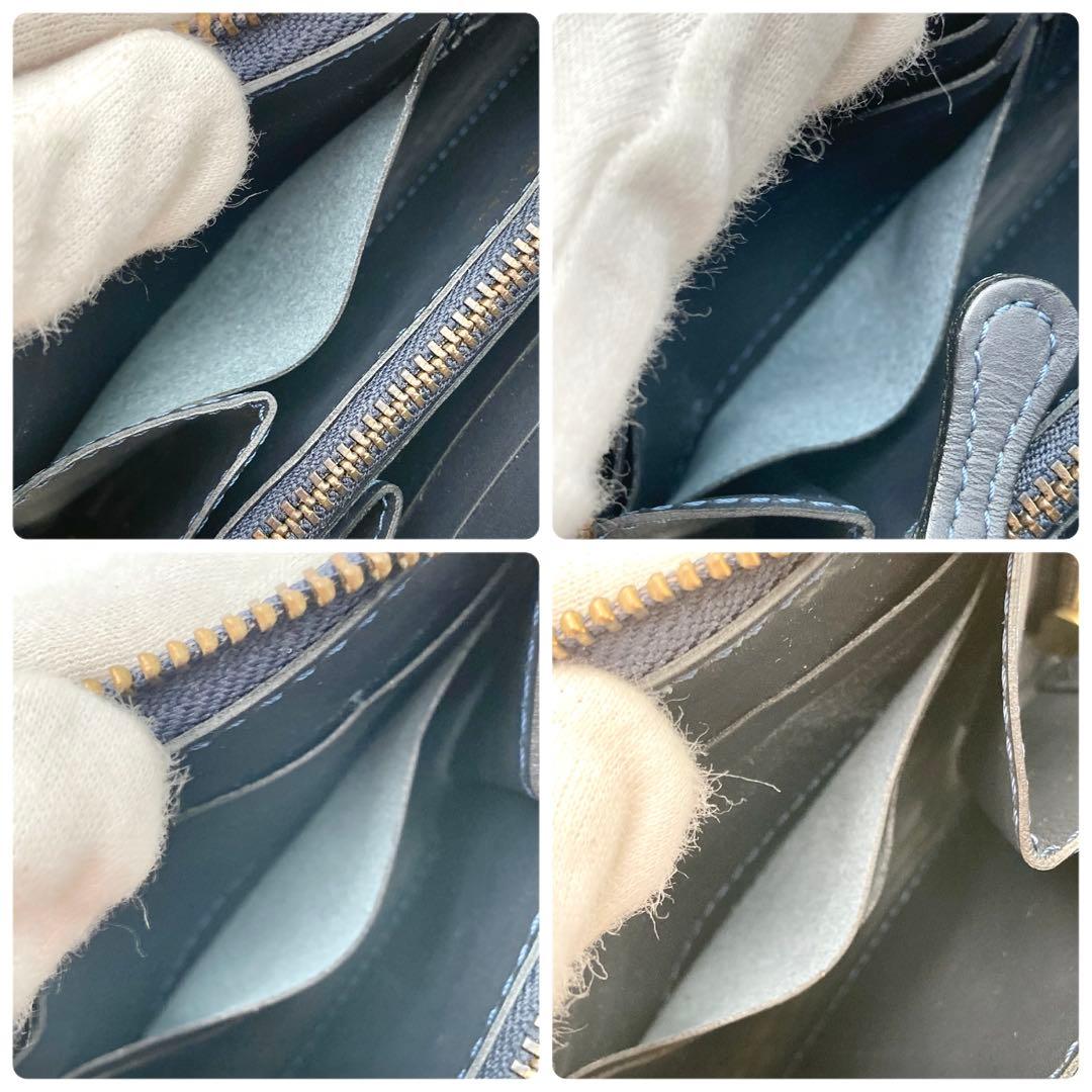 ノブさん✨Felisi 125 長財布 ラウンドジップ 紺色 クロコ型押し