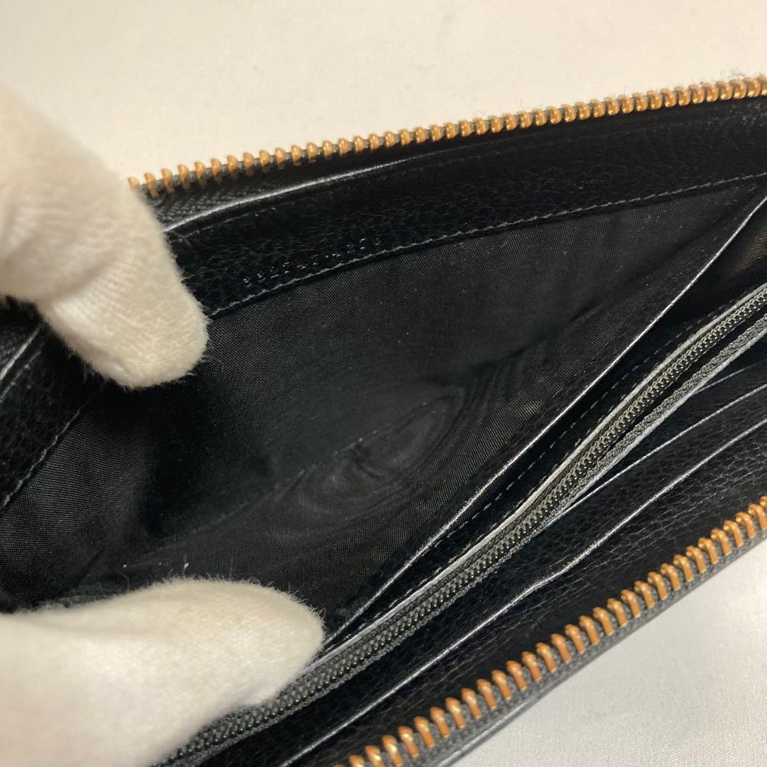 【美品】GUCCI グッチ　長財布　L字ファスナー　ブラック グッチシマ　レザー