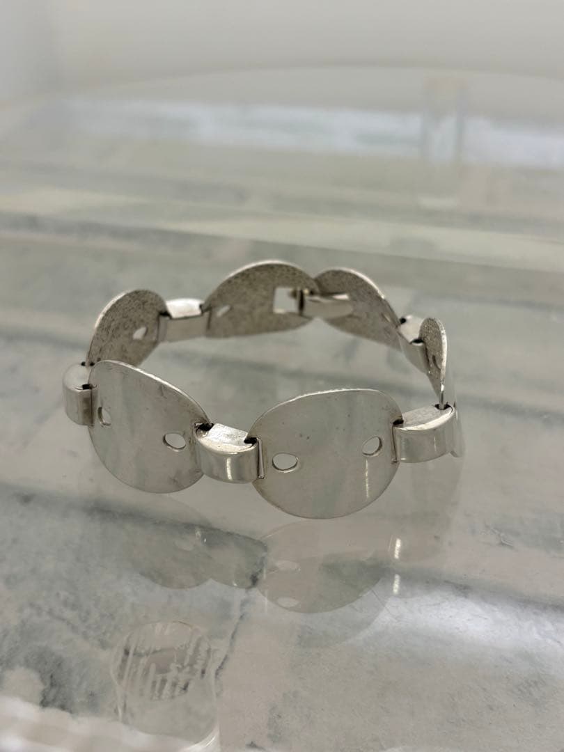 50s ヴィンテージ　イタリアンシルバー　プレート　チェーンブレスレット