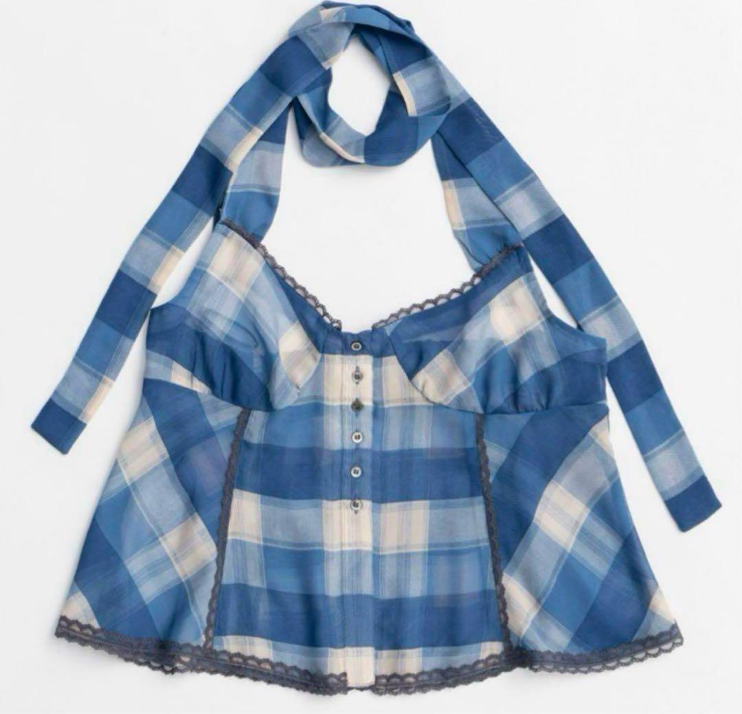 r*a様 MAISON SPECIAL チェックホルターペプラムシアートップス