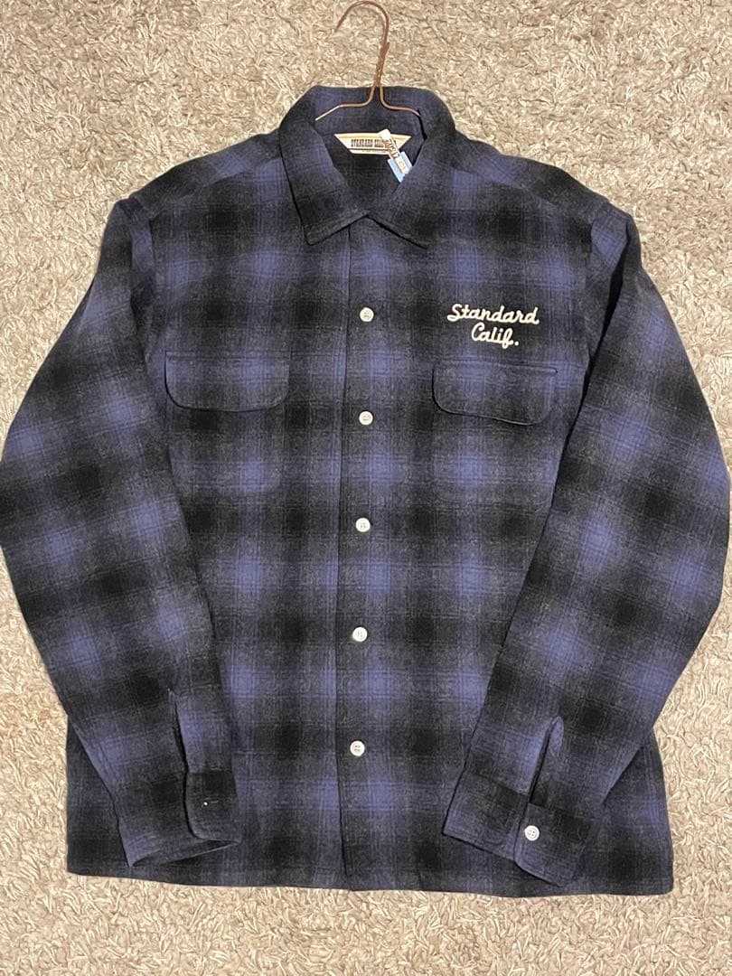 Standard California 21AW オンブレWOOL シャツブルー