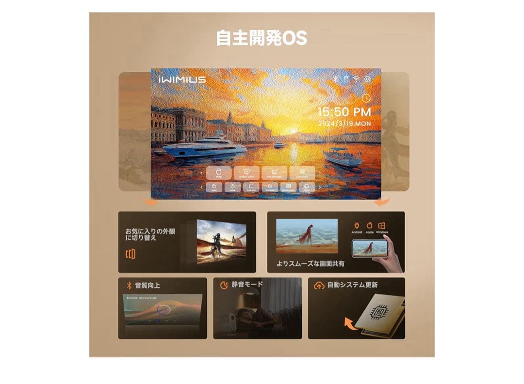 iWiMiUS K11プロジェクター HDMIARC 双方向Bluetooth