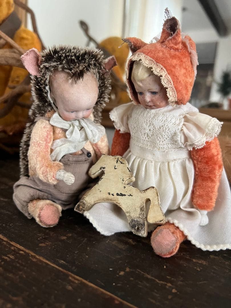 アンティーク動物コスチューム人形セット ドール　　 アンティーク　ビスクドール