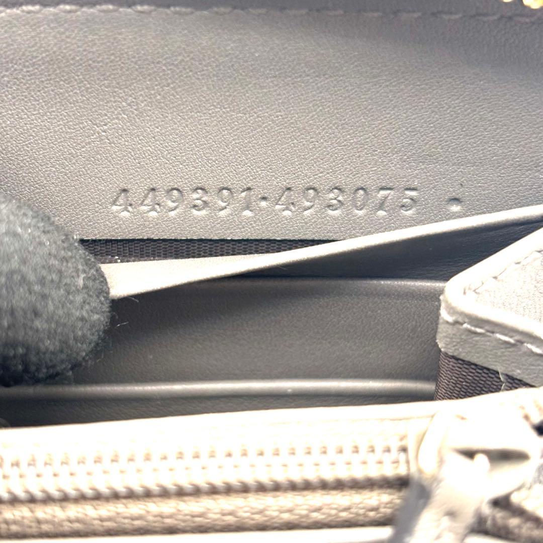 グッチ 長財布 マイクロシマ ラウンドファスナー グレー ロゴ