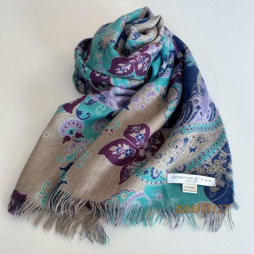 JOHNSTONS OF ELGIN ペイズリー柄ストール