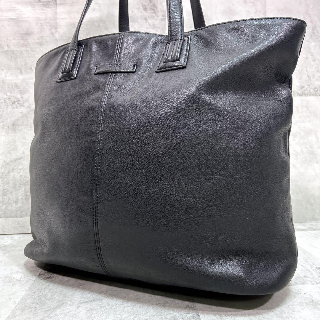 TAKEO KIKUCHI タケオキクチ トートバッグ 大容量 本革 ブラック