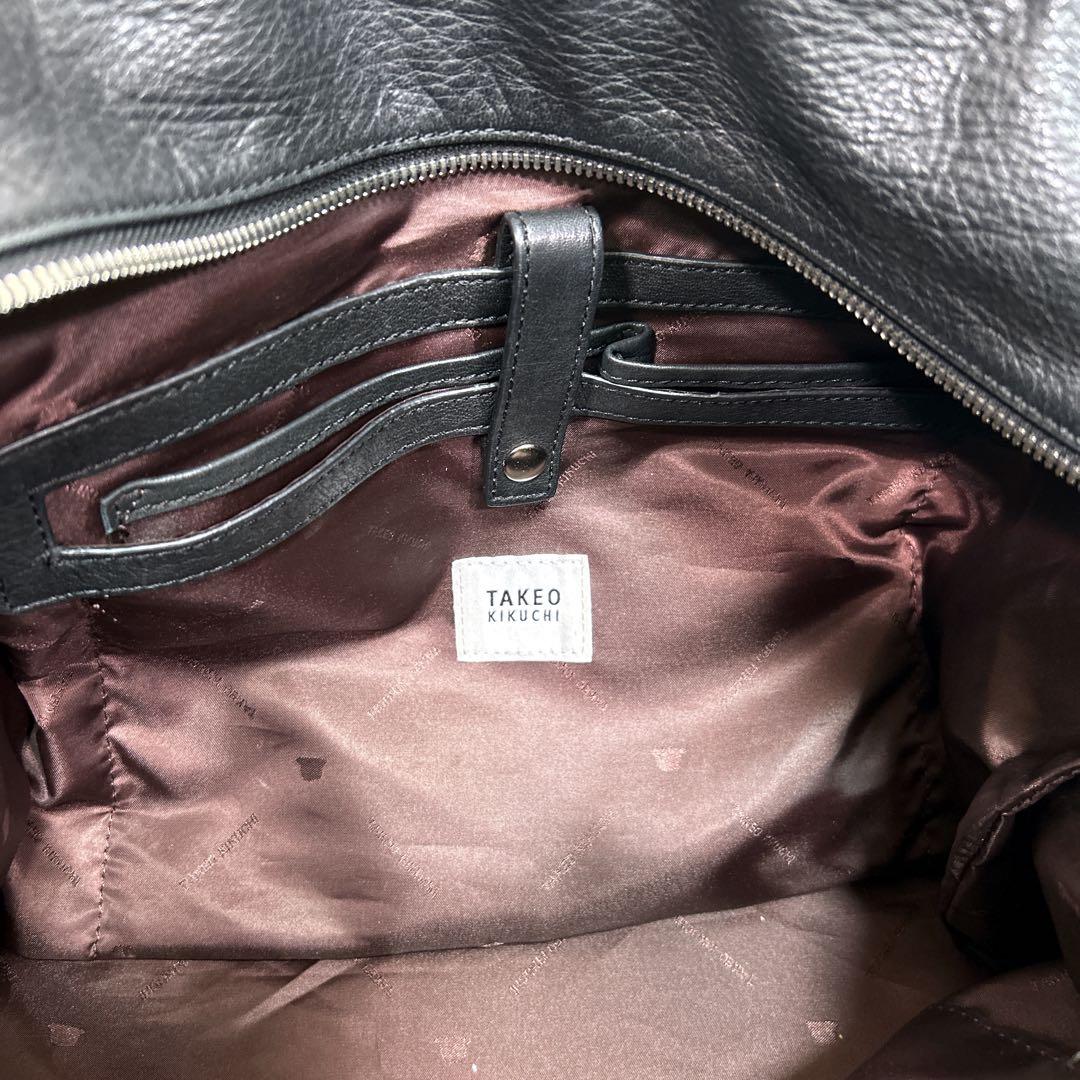 TAKEO KIKUCHI タケオキクチ トートバッグ 大容量 本革 ブラック
