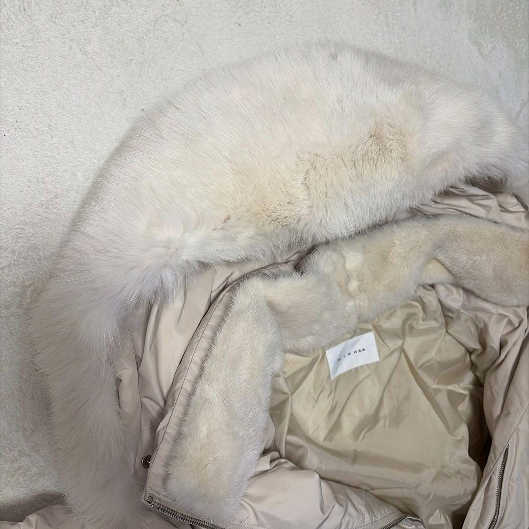 【美品】MICHAA ミシャコリア　ロングダウンジャケット　白　ミンク