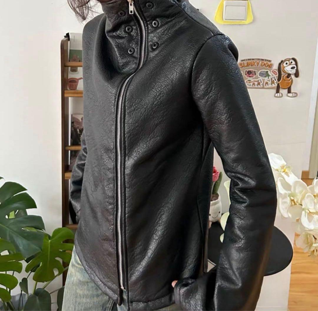 sexy smellハイネック レザージャケット archive 00s