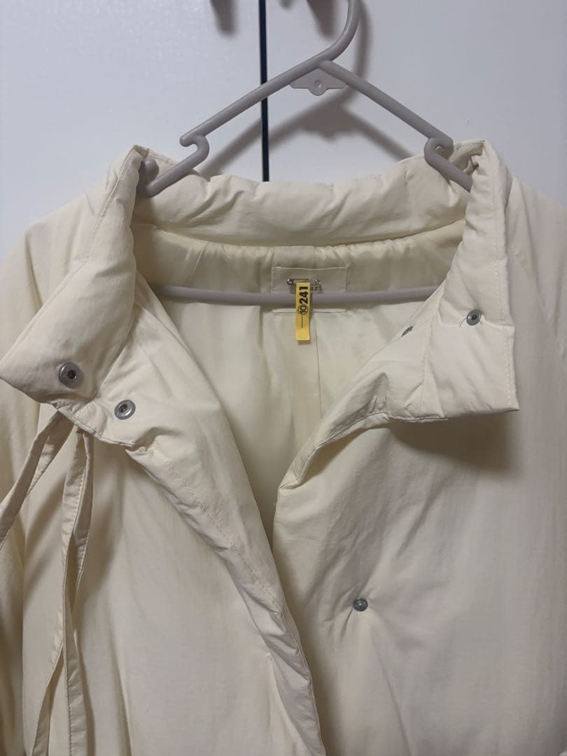 hinari中綿リボンミドルコート アイボリー FREE