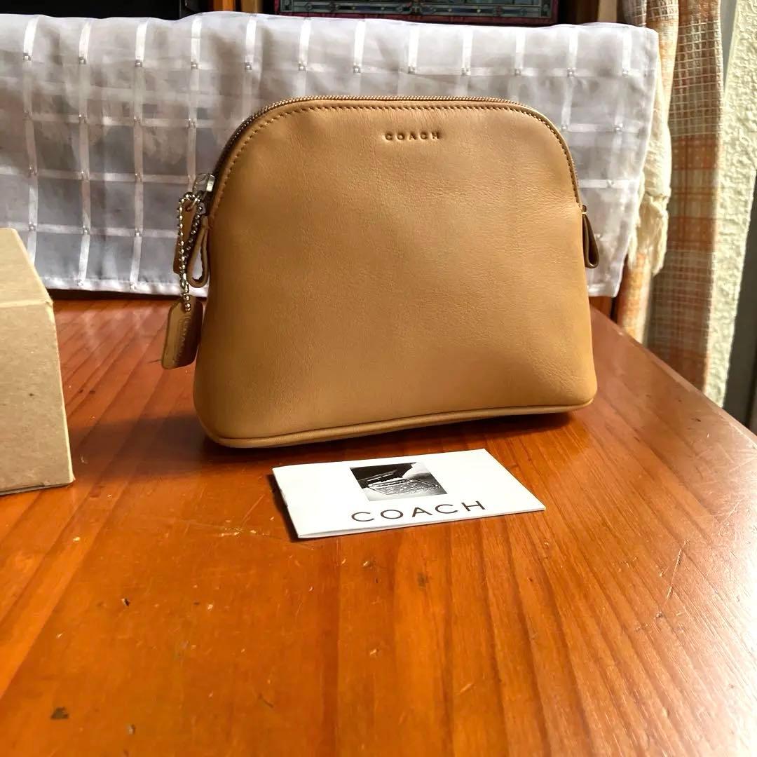 オールドコーチvintageコーチ　キャメルレザー ポーチ