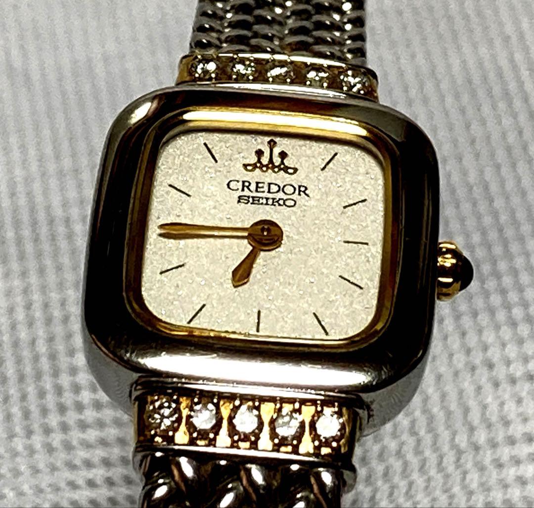 セイコー クレドール レディース腕時計18KT.SS 10Pダイヤ【稼働品】