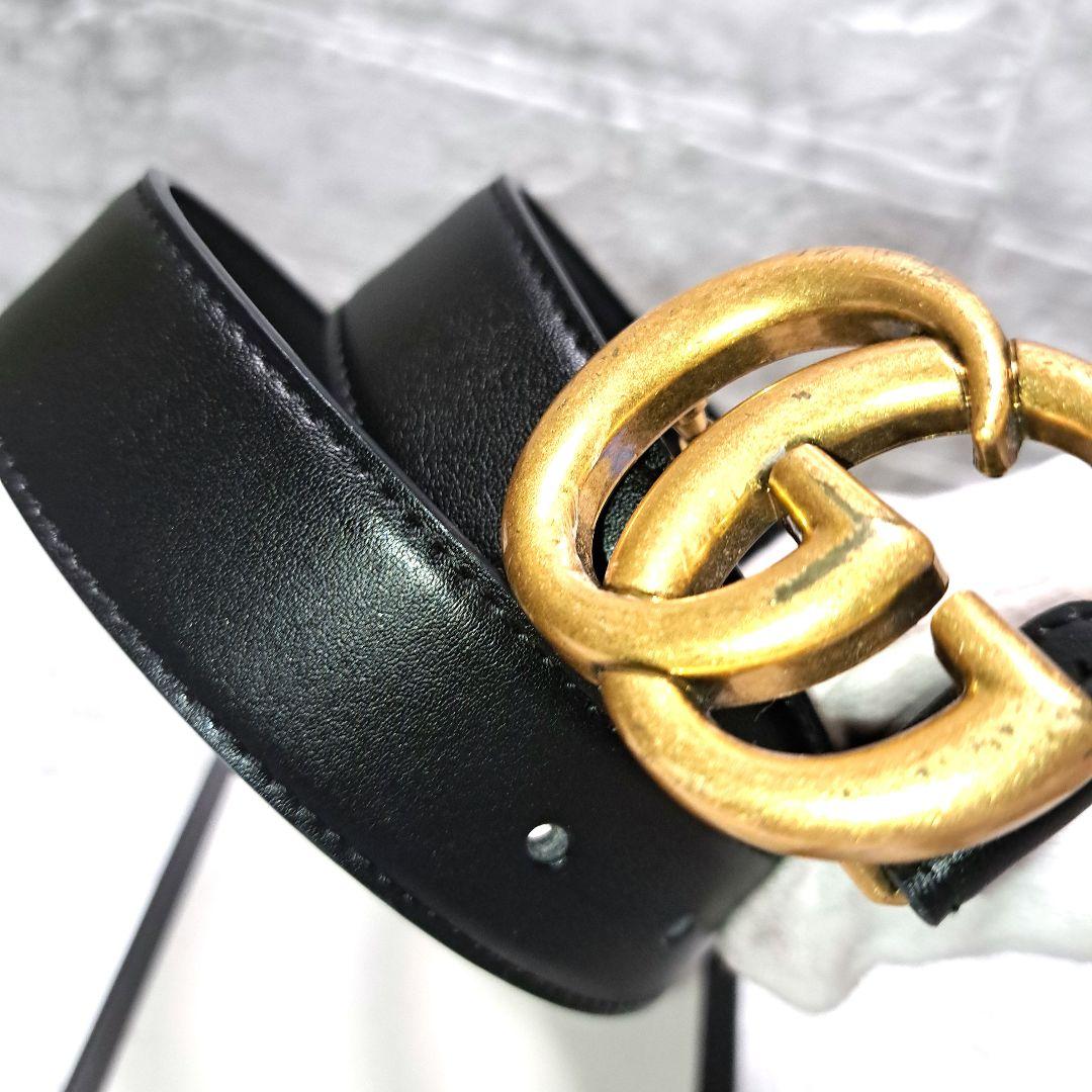✨️新品未使用✨️GUCCI グッチ　GGゴールドバックル　レザーベルトブラック