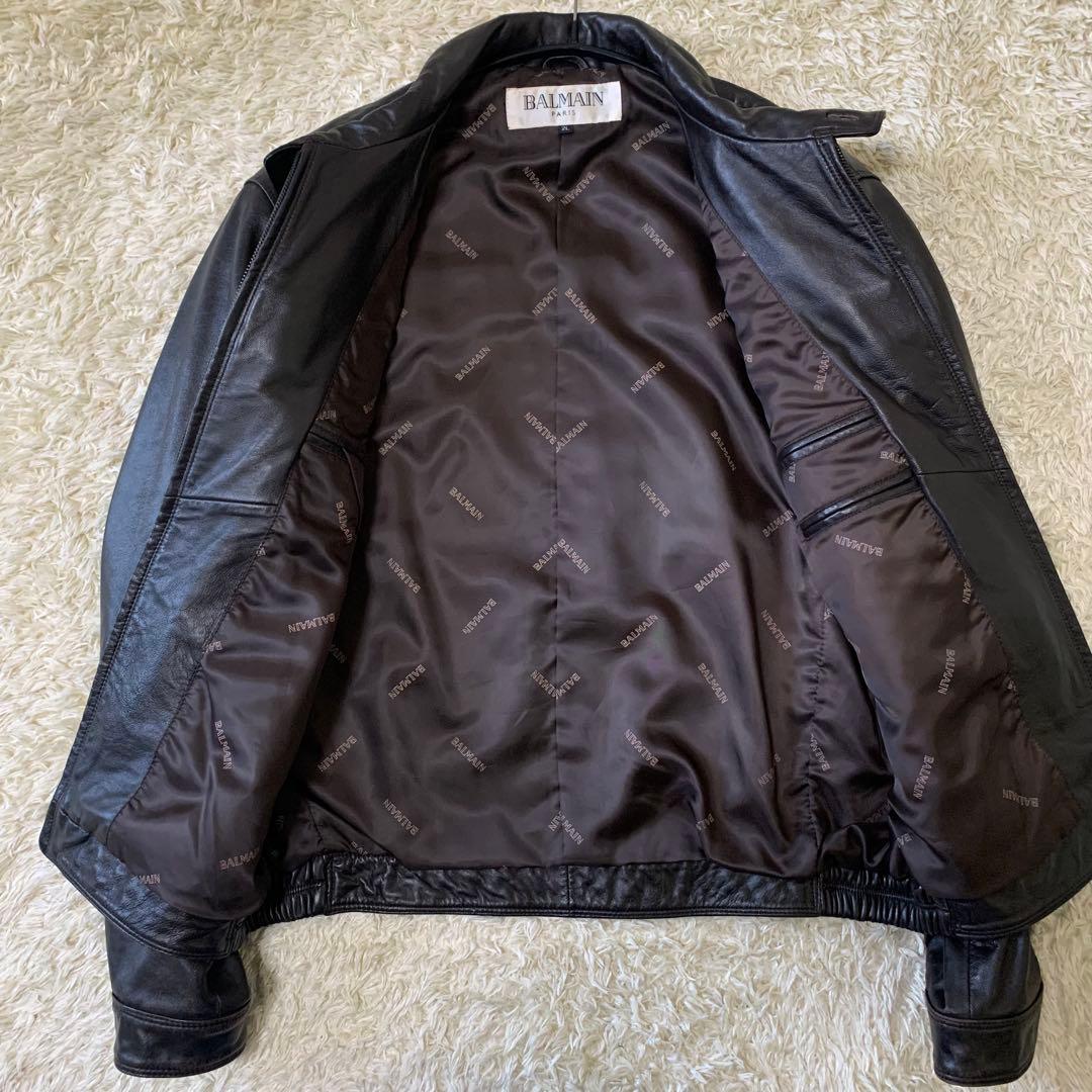 BALMAIN バルマン 羊革 レザージャケット 2L XL ダークブラウン