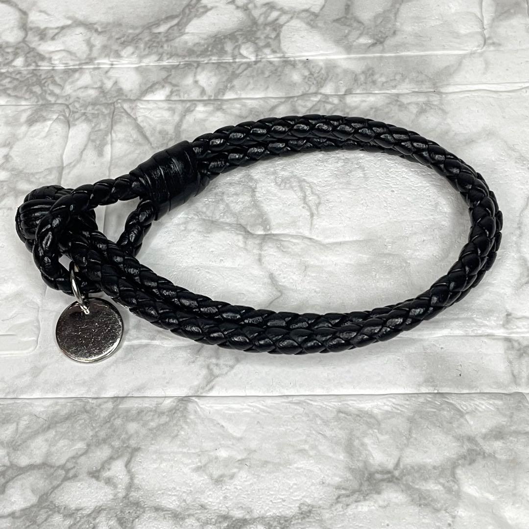 BOTTEGA VENETA ボッテガ イントレチャート ブレスレット 黒 革