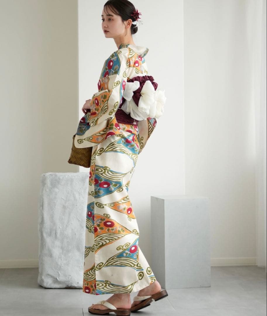 【utatane】浴衣+帯+下駄セット　新品未使用品ニコアンティーク