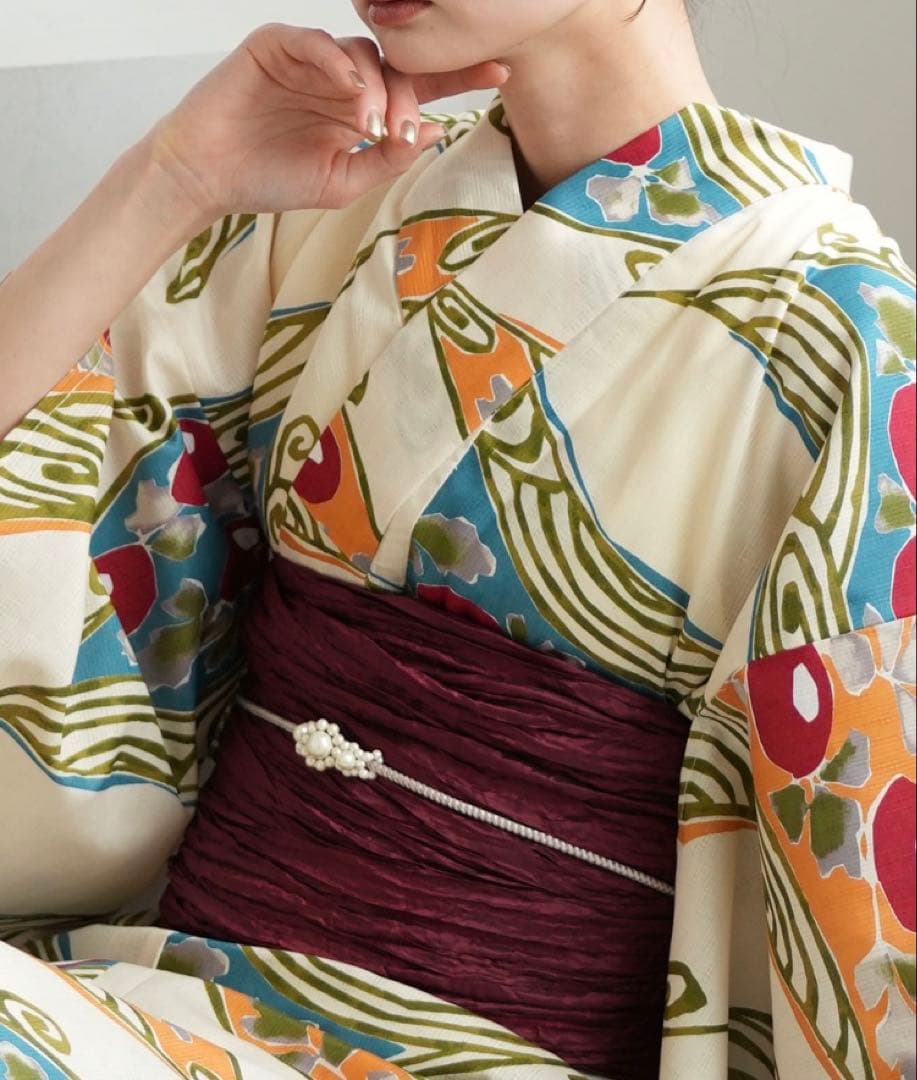 【utatane】浴衣+帯+下駄セット　新品未使用品ニコアンティーク