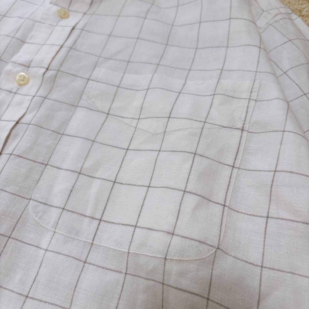 ラルフローレン 90s ヴィンテージ リネン100長袖シャツ ブレイク チェック