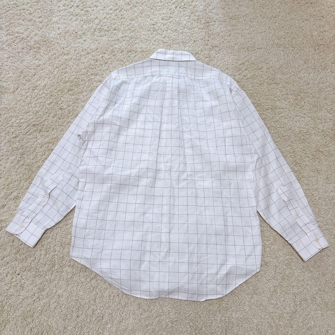 ラルフローレン 90s ヴィンテージ リネン100長袖シャツ ブレイク チェック