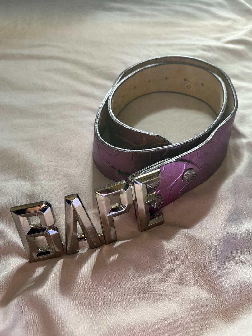 BAPE 紫色 本革 ベルト M