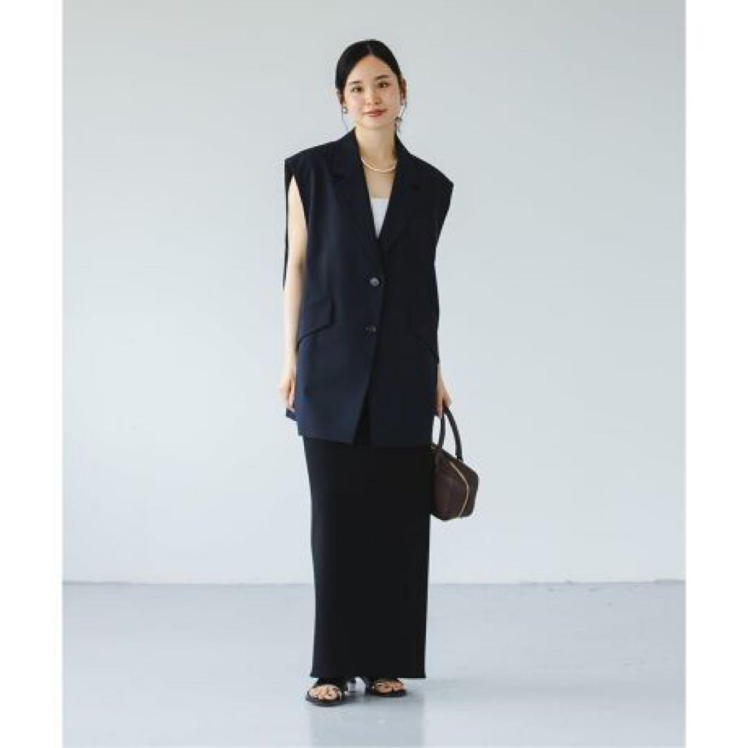 美品　25 NOBLEコンフォートジャージーライクタイトスカート　ブラック36