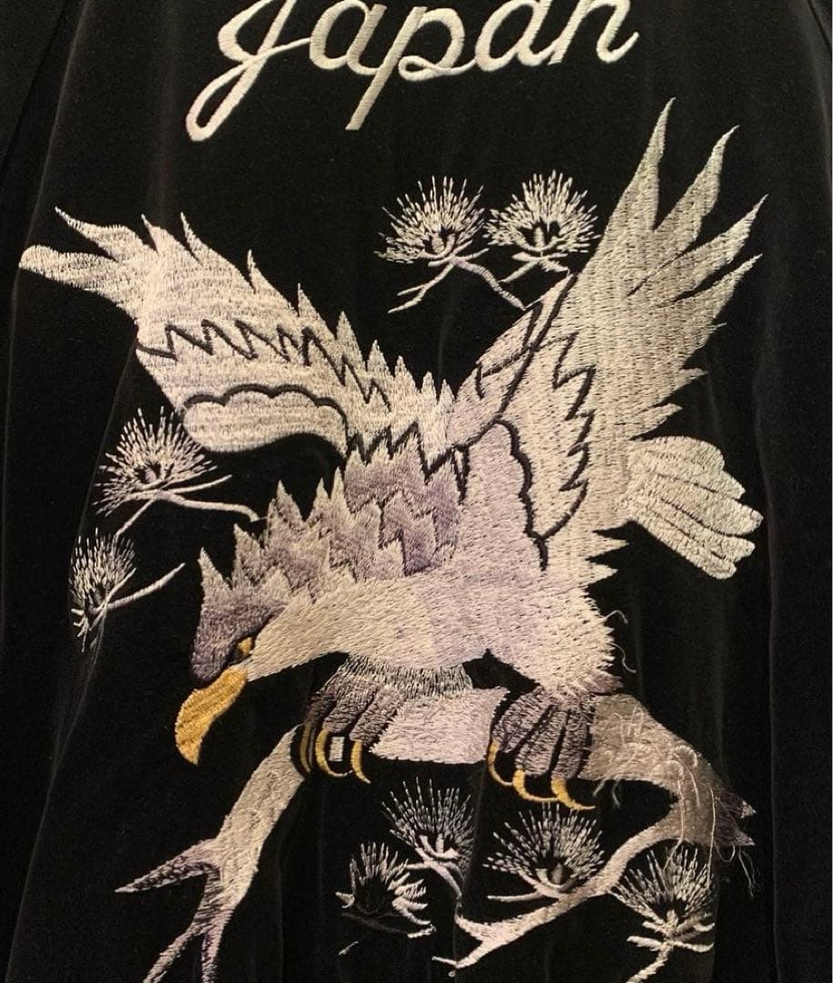 黒ベルベット　ベロア　スカジャン　中綿