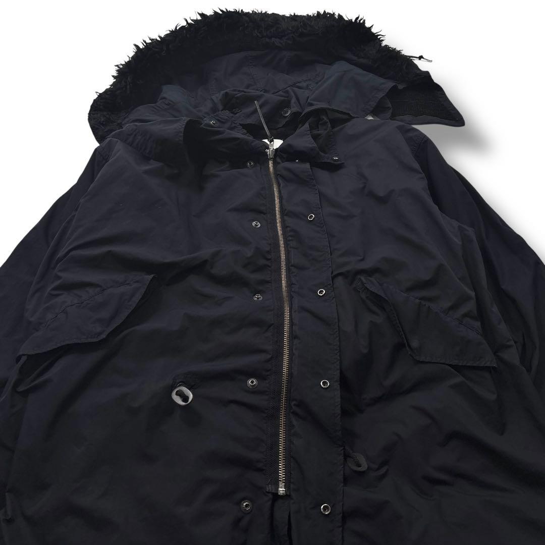 【高級】ATON エイトン　モッズコート　フード　ライナー　ファー　ネイビー