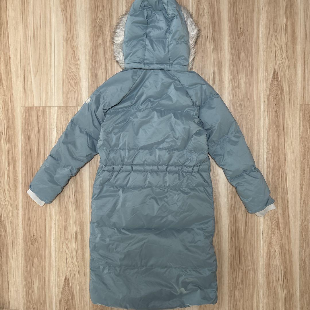 【希少カラー】ノースフェイス ロングダウン ベンチコート 肩ロゴ レディースM