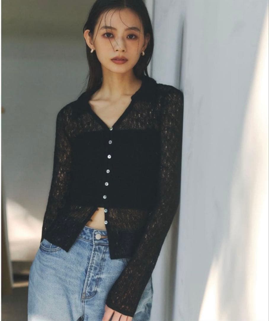 【しゅわしゅわ】2025✨️ニュアンス ウール レースポロニット トップス