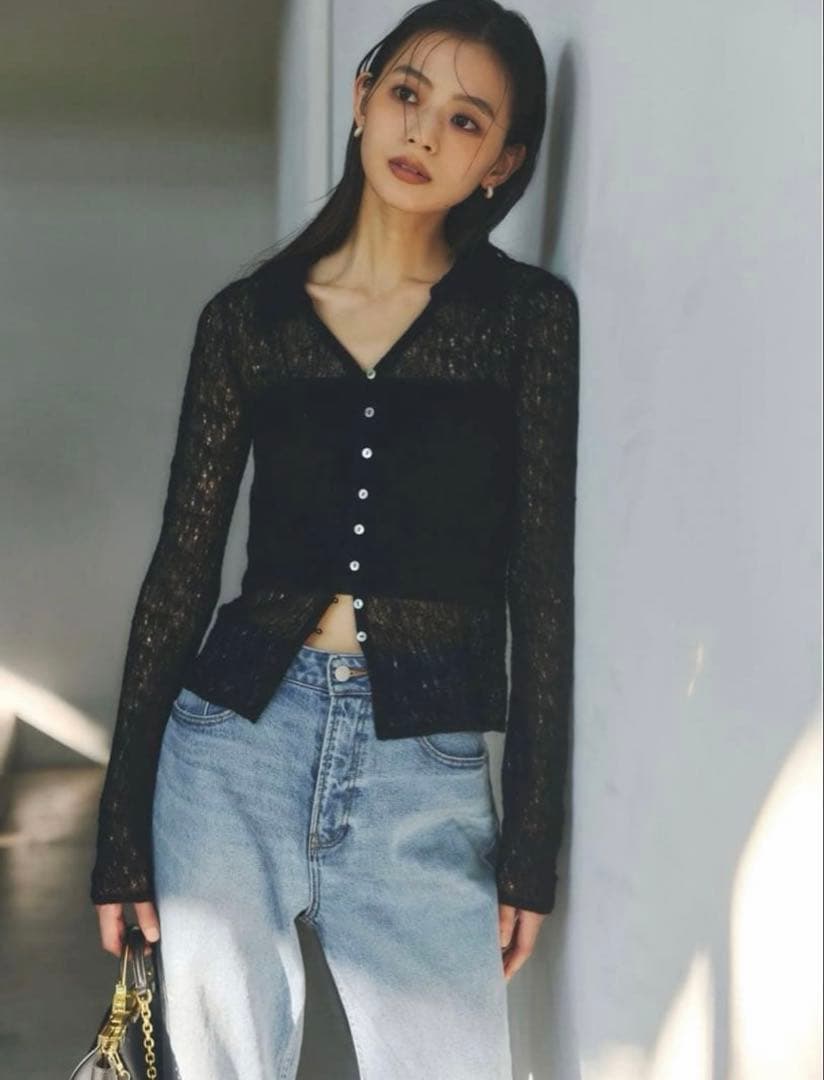 【しゅわしゅわ】2025✨️ニュアンス ウール レースポロニット トップス