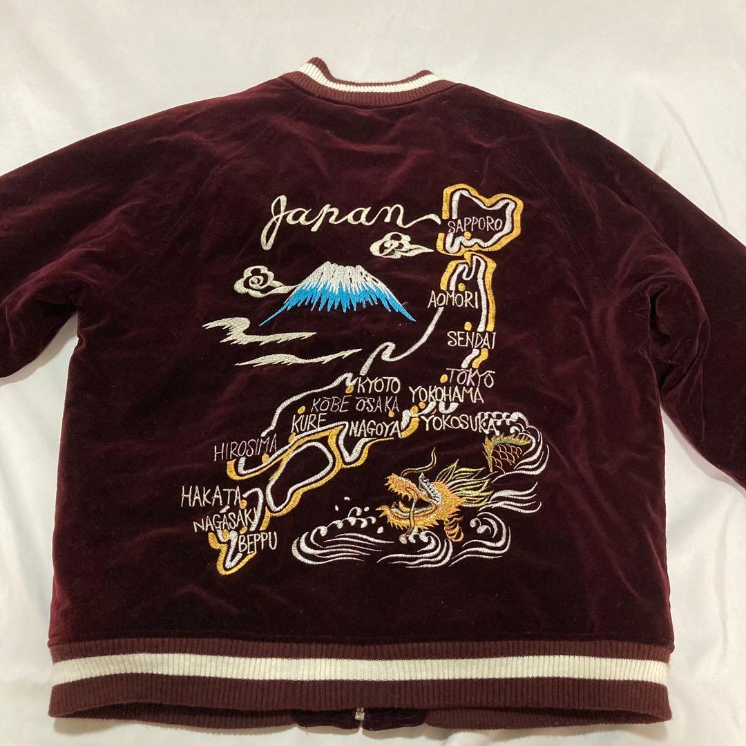 CPS 別珍 スカジャン 龍　日本地図　刺繍 1990's Mサイズ　ビンテージ