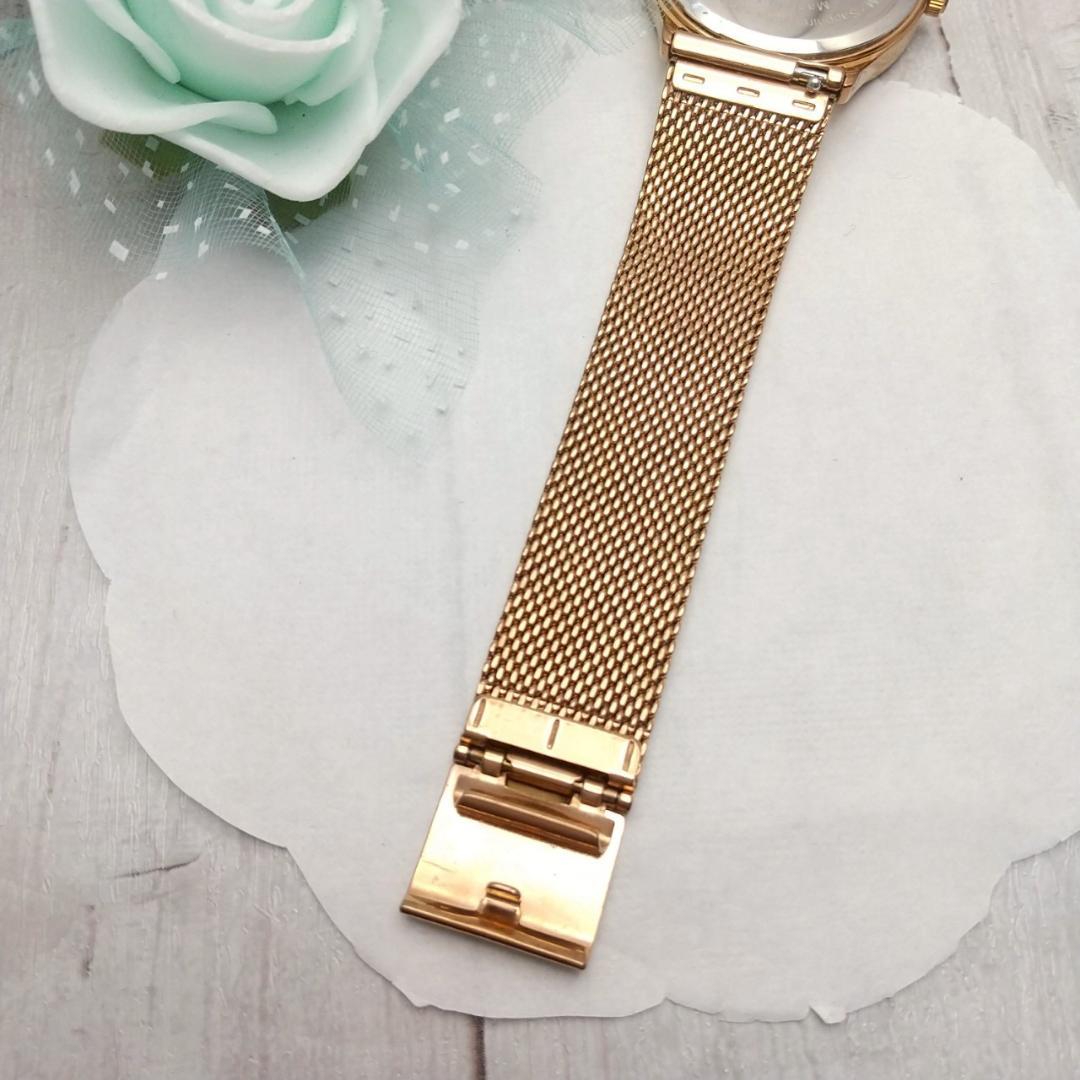 【美品 箱あり】稼働品 ノット デイト機能付き ソーラー式 腕時計 金属メッシュ