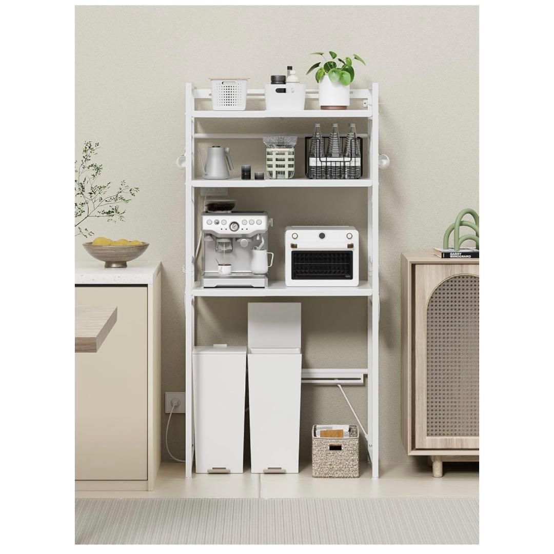 TKUIN ゴミ箱上ラック 幅50～80cm 2口コンセント付 電子レンジラック