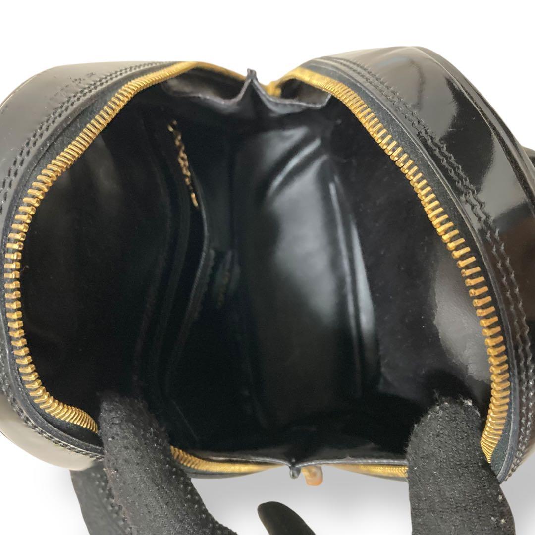 【美品】グッチ ワンショルダーバッグ　ボディバッグ　パテントレザー バンブー 黒