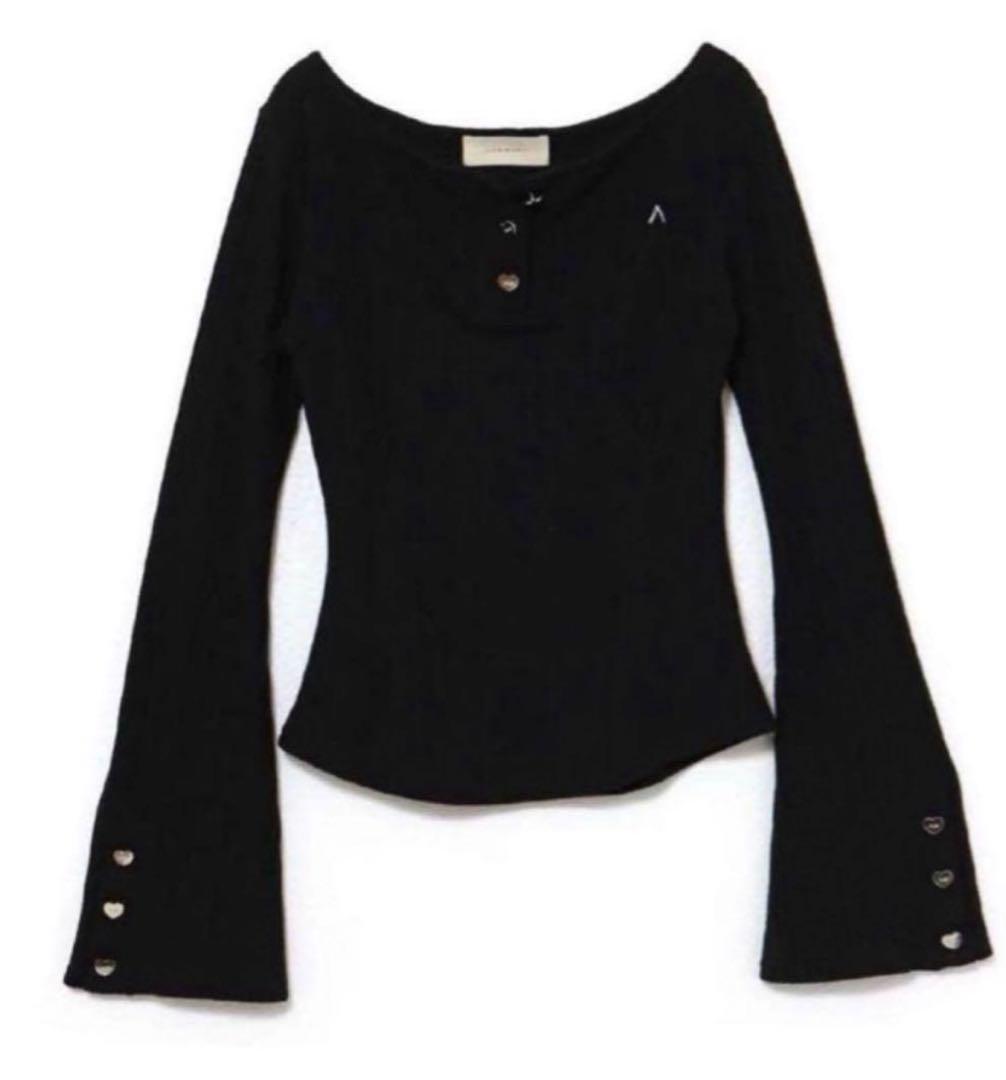 トップス andmary Dorothy heart tops black