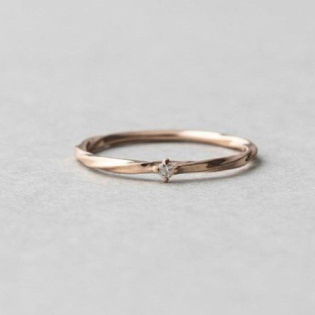 美品【エテ】ダイヤモンド 3号 K10 ツイスト ピンキーリング