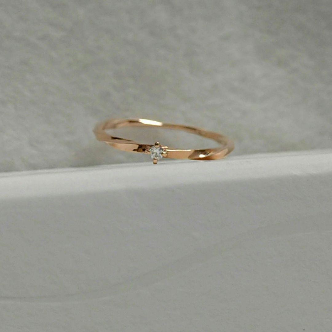 美品【エテ】ダイヤモンド 3号 K10 ツイスト ピンキーリング