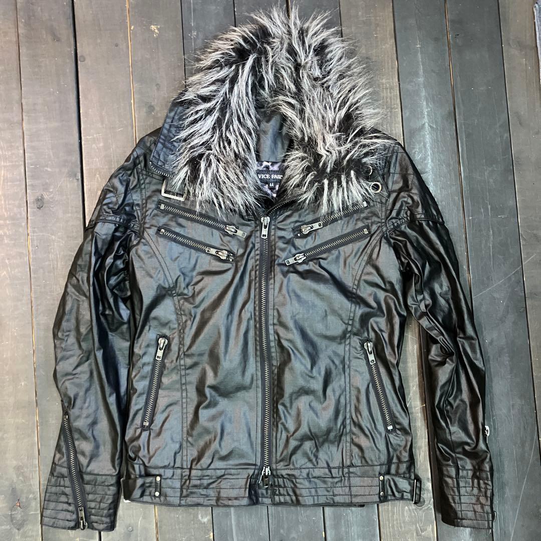 z*様 VICEFAIRY ファーフェイクレイヤーライダースジャケット 44 在