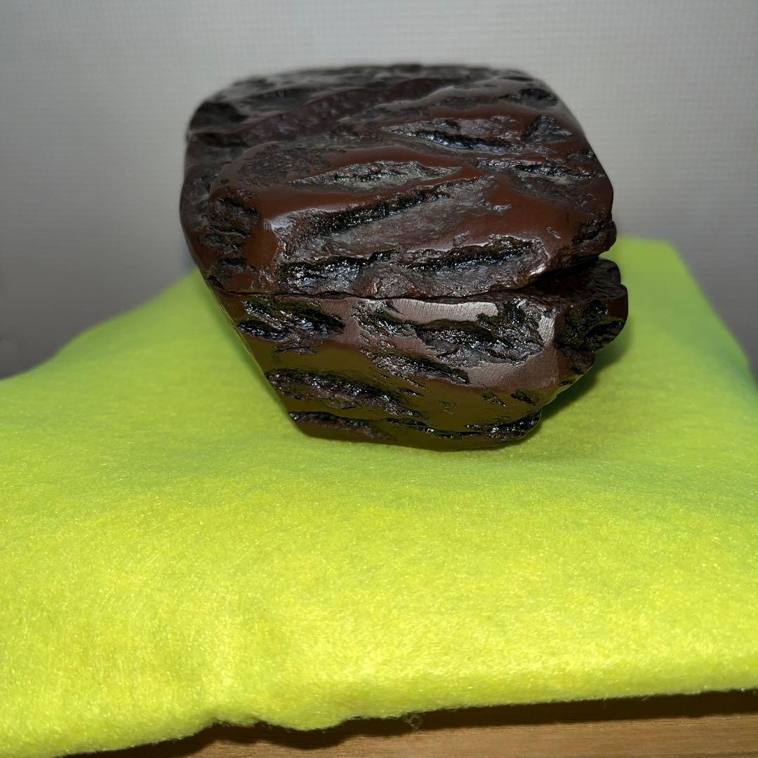 ⭕️赤間硯　新品美品　柳猛作　柳井赤間硯製作所　共蓋付き　工藝　3.5kg超