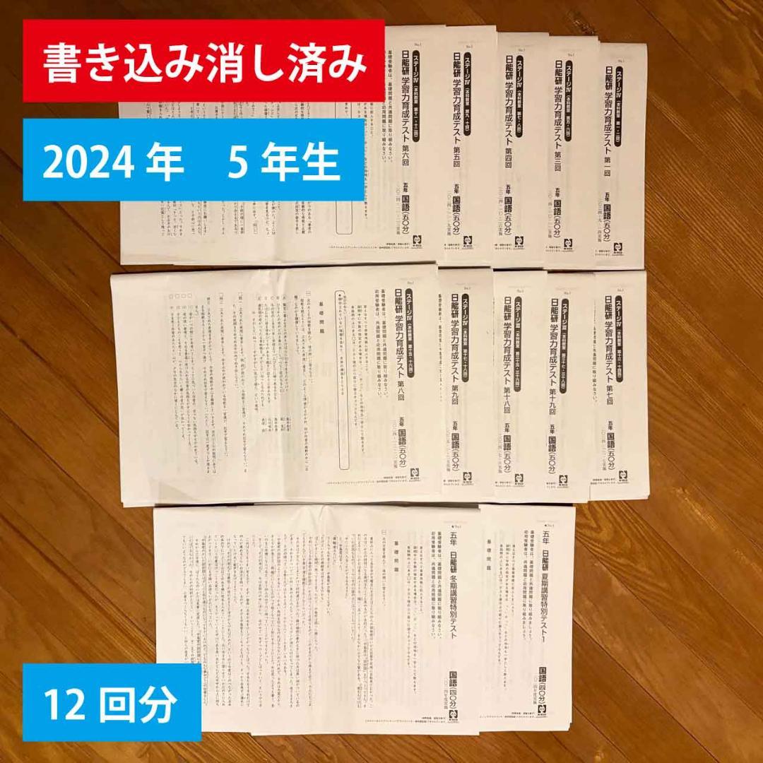 日能研 2024年度 5年生 学習力育成テスト 夏期 冬期講習テスト 合計12回