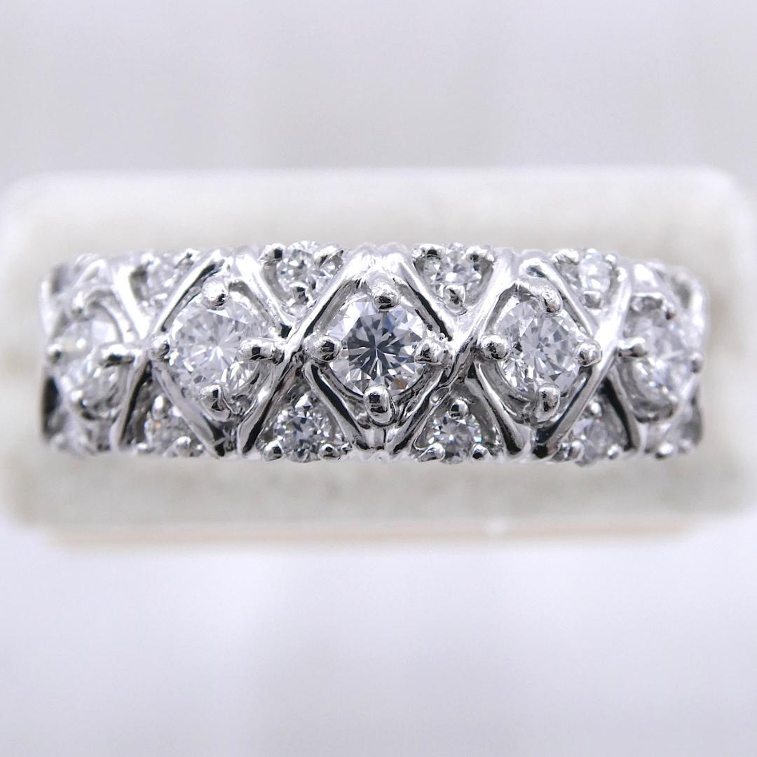 リング Pt900 ダイヤモンド合計0.51ct 14号