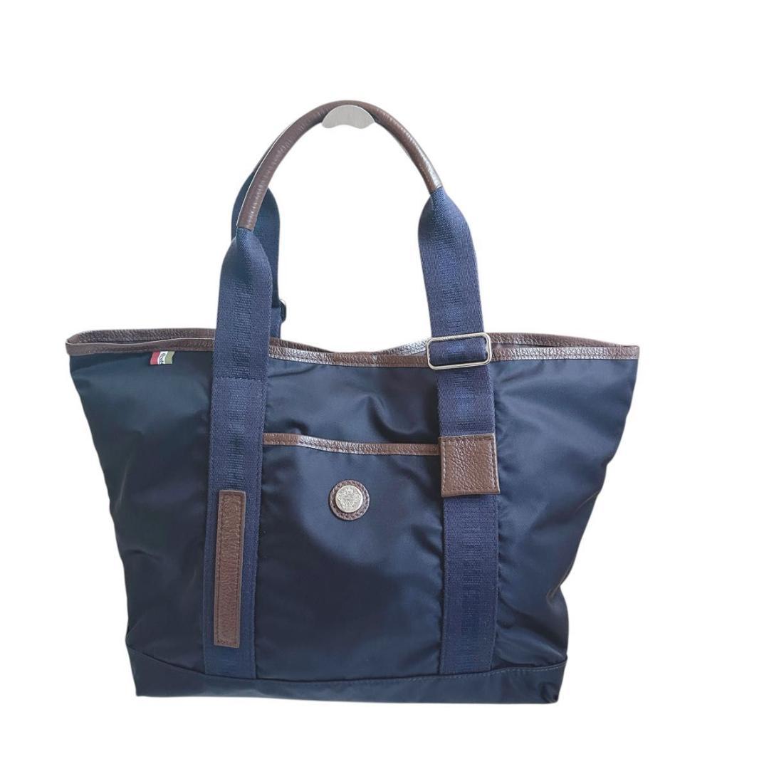 Orobianco トートバッグ　ネイビー　ナイロン　A4収納可　メンズ