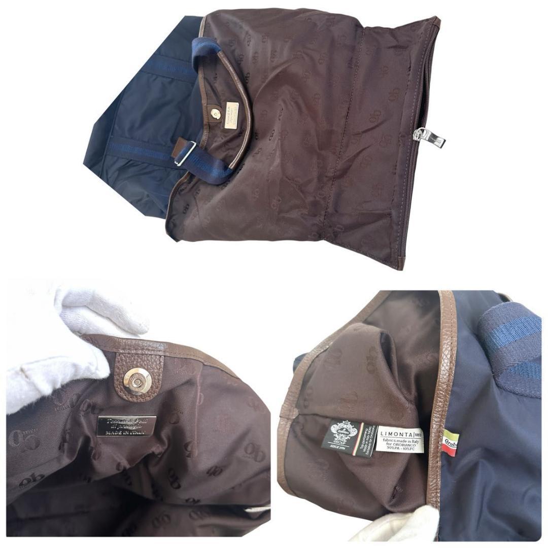 Orobianco トートバッグ　ネイビー　ナイロン　A4収納可　メンズ