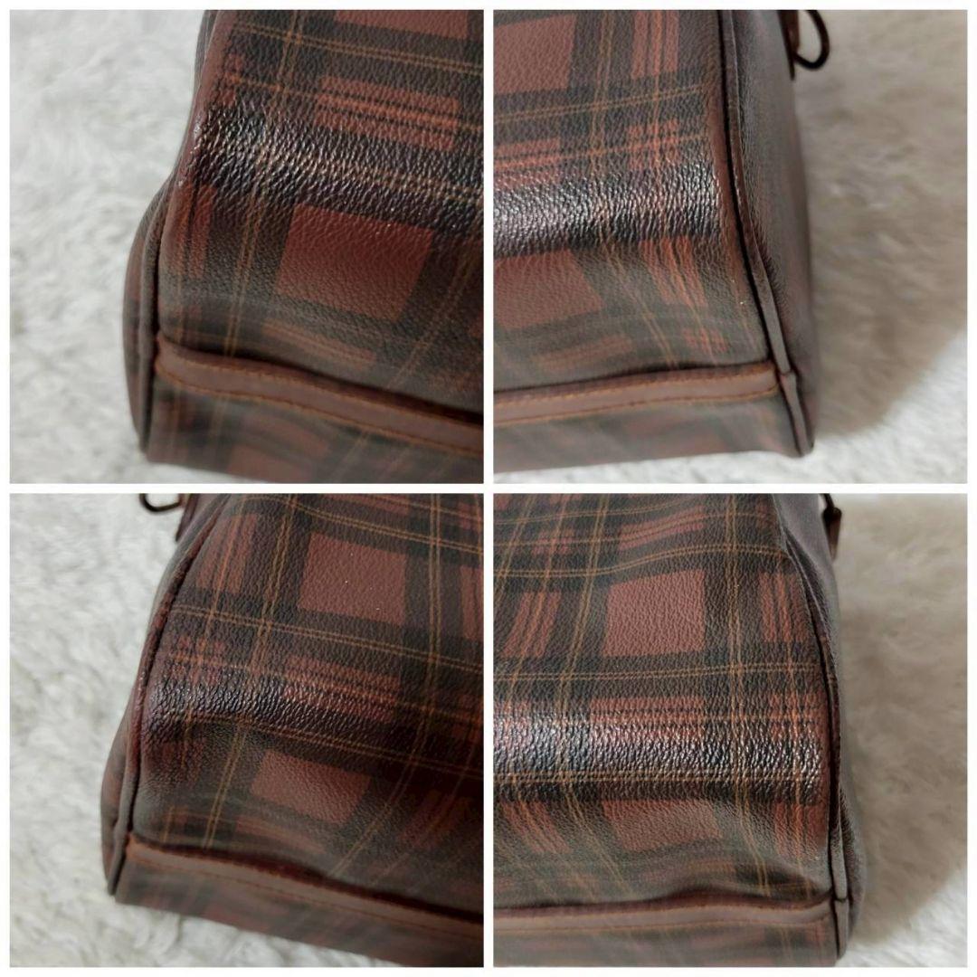 希少　ポロラルフローレン　ミニボストンバッグ　タータンチェック　ヴィンテージ　茶