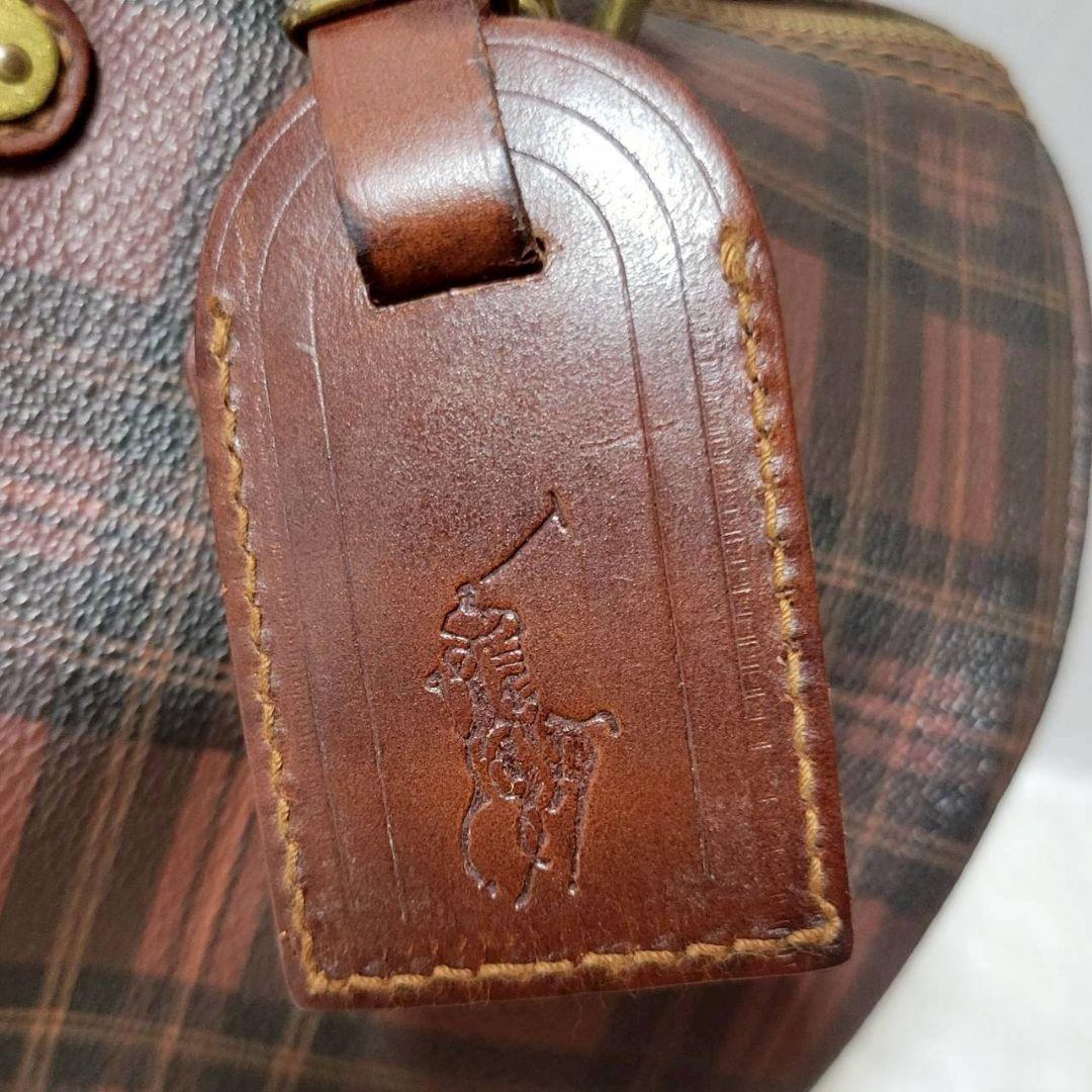 希少　ポロラルフローレン　ミニボストンバッグ　タータンチェック　ヴィンテージ　茶
