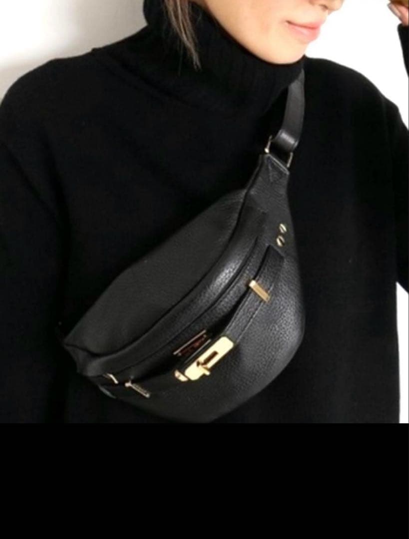 新品未使用☆ シータパランティカ　ボディバッグ　シボ革　ウエストポーチ ブラック