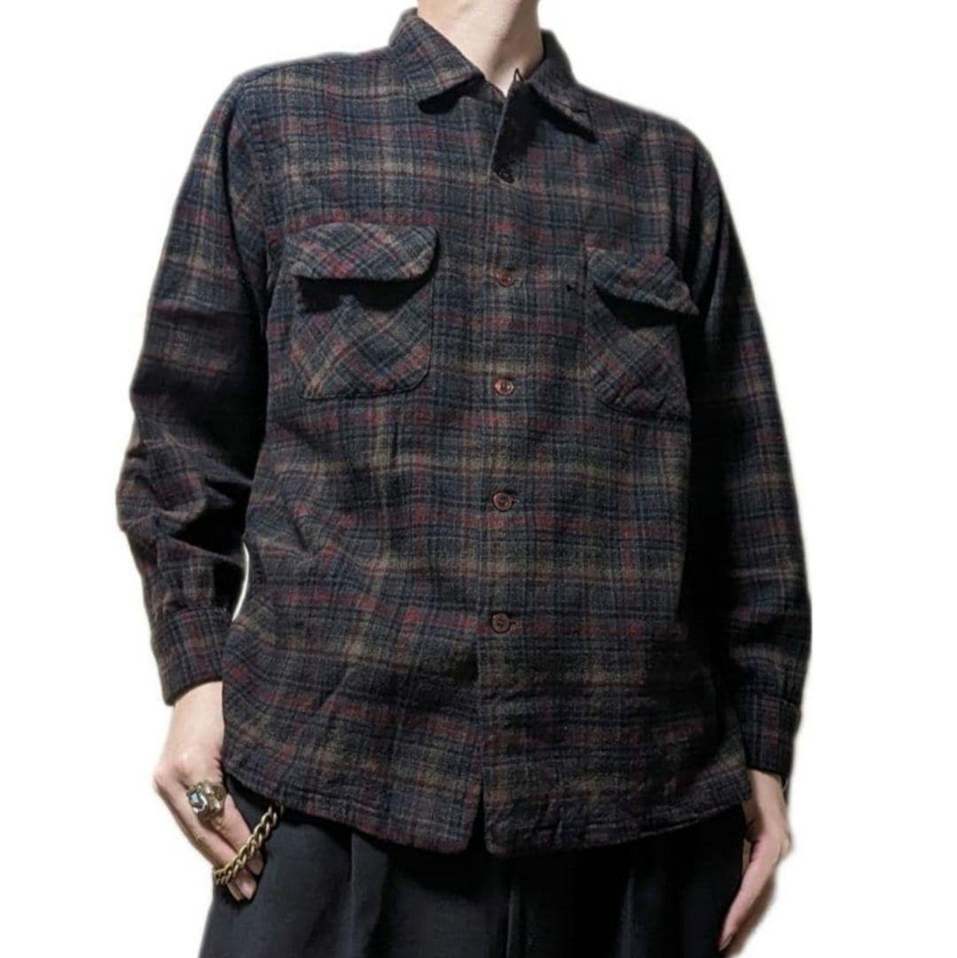 【好配色】60s USA製 PENDLETON ウールボードチェックシャツ