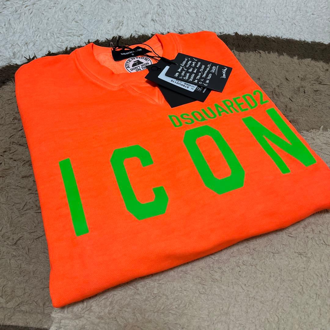 DSQUARED2 ICON ボックスロゴスウェット レアカラー 蛍光オレンジ