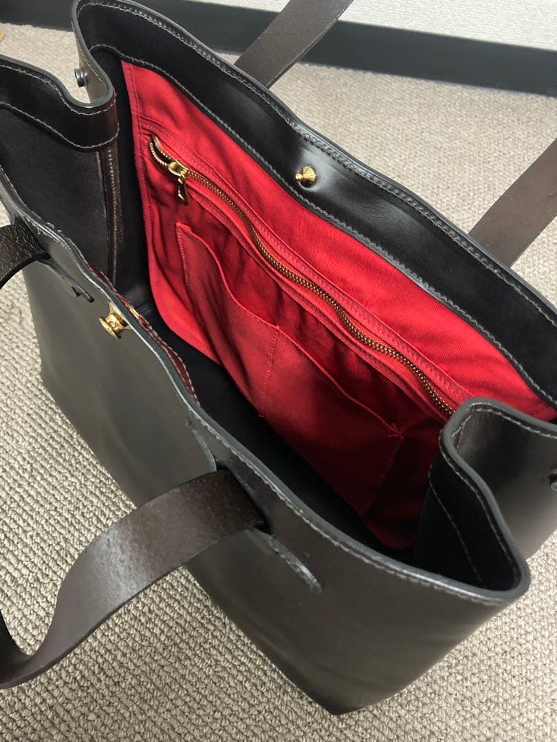 【新品同等】英国製 CROOTS ブライドルレザー トートバッグ ダークブラウン